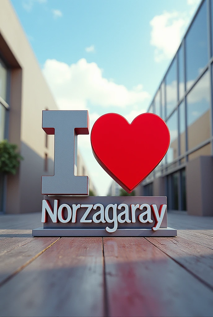 Can you make a " I ❤️ Norzagaray" viewtype with a viewdeck on the back of it, like humans can take a picture near at the "I ❤️ Norzagaray",  also dont make a background only make a viewdeck on the back of  "I ❤️ Norzagaray". dont hung the "I ❤️ Norzagaray"
 make the image clear nd make the spellings are correct