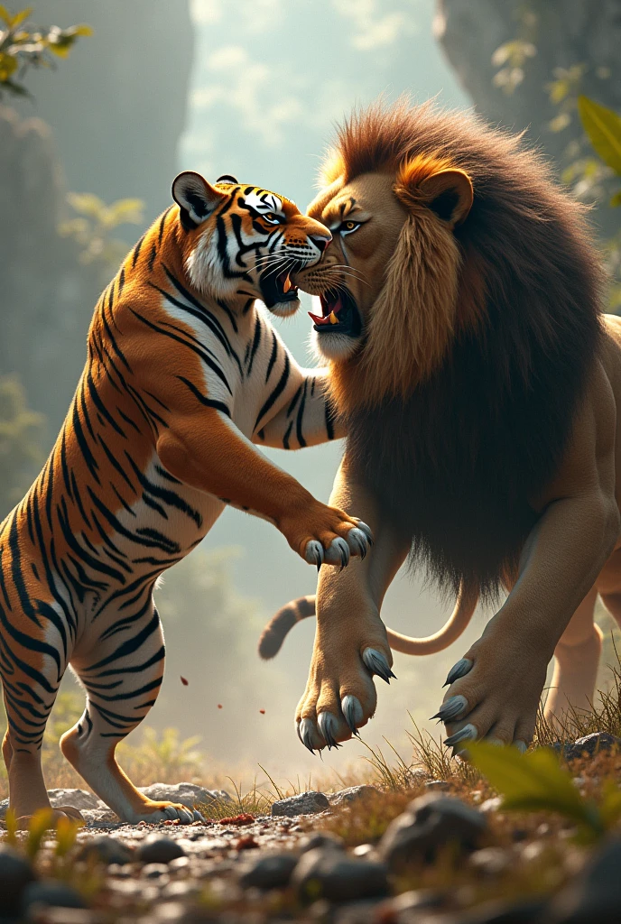 Tiger vs lion fight