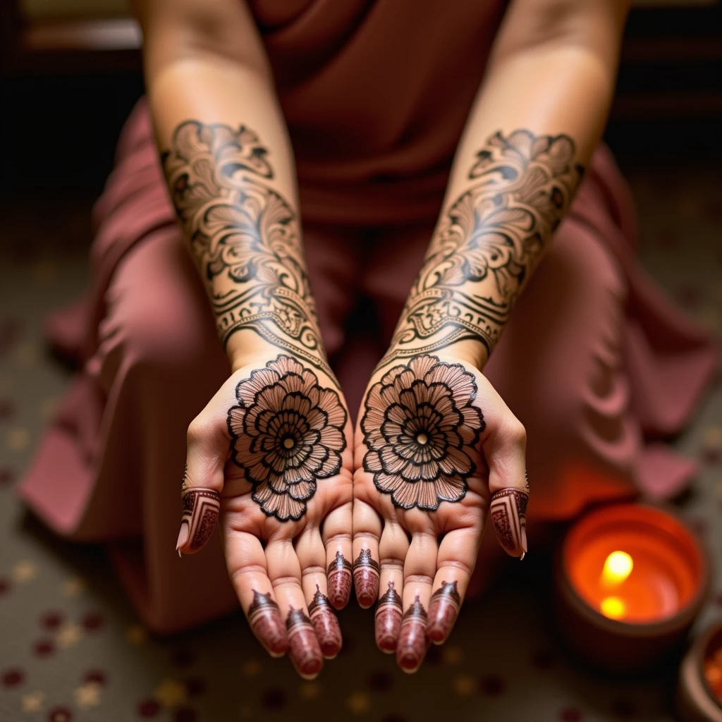 generate more Karwa Chauth Special mehndi design on hand