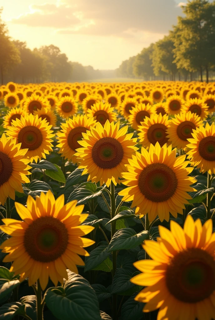 Lots of Sunflower in brown and green colour