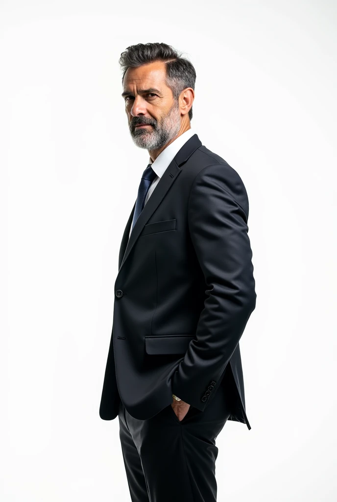 business man side view, white background 