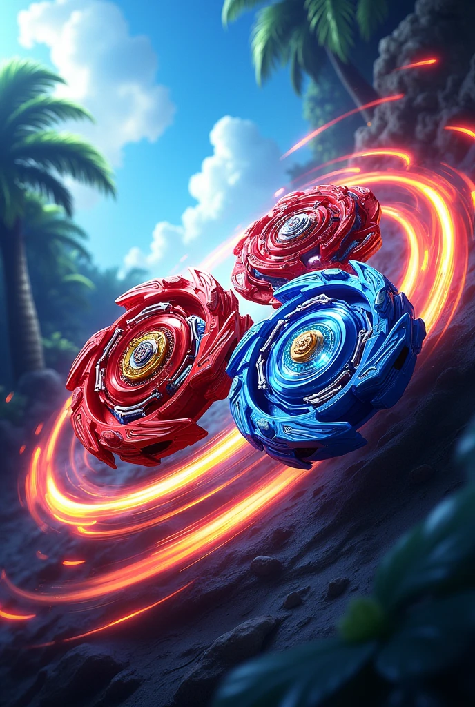 Create a cover that is of beyblade and that has the colors of the Costa Rican flag and that says the title: Beyblade Costa Rica