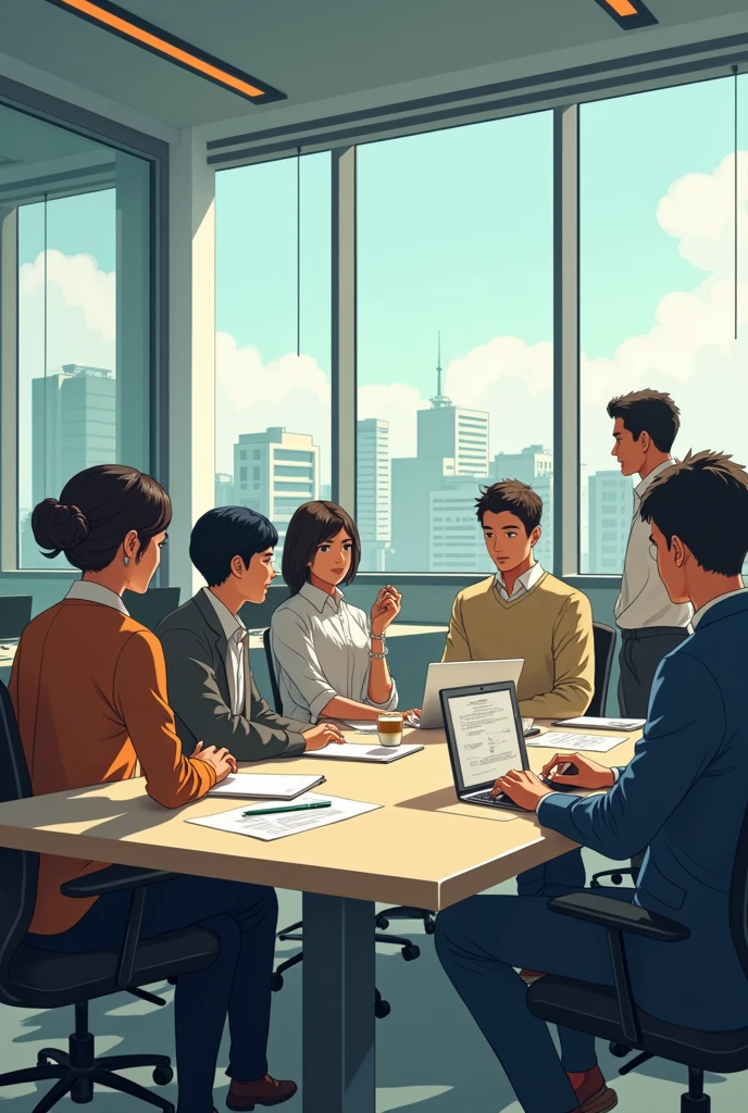 “Create an image in the style of Makoto Shinkai of example: The company aims to improve customer satisfaction."