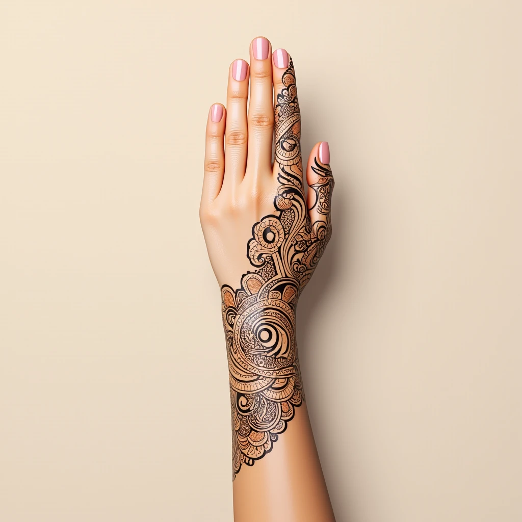 generate more Rajasthani mehndi design on hand