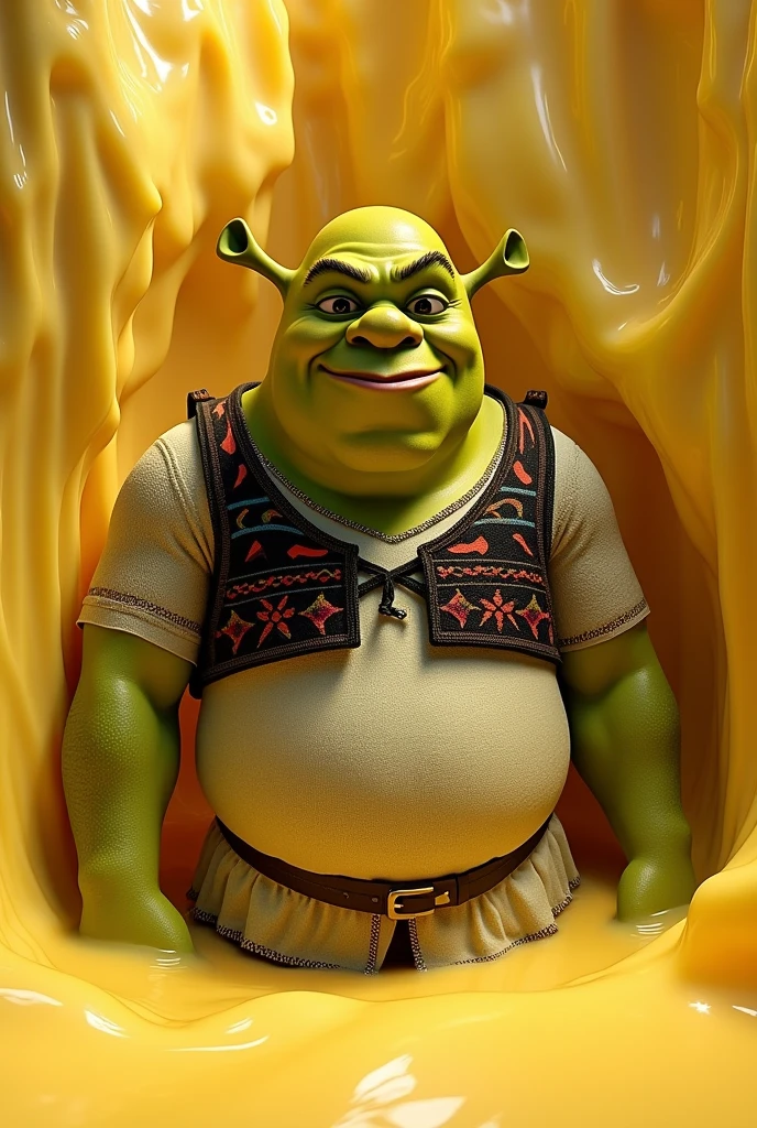shrek with manucci shirt from peru mounted in butter with carlos mannucci shirt
