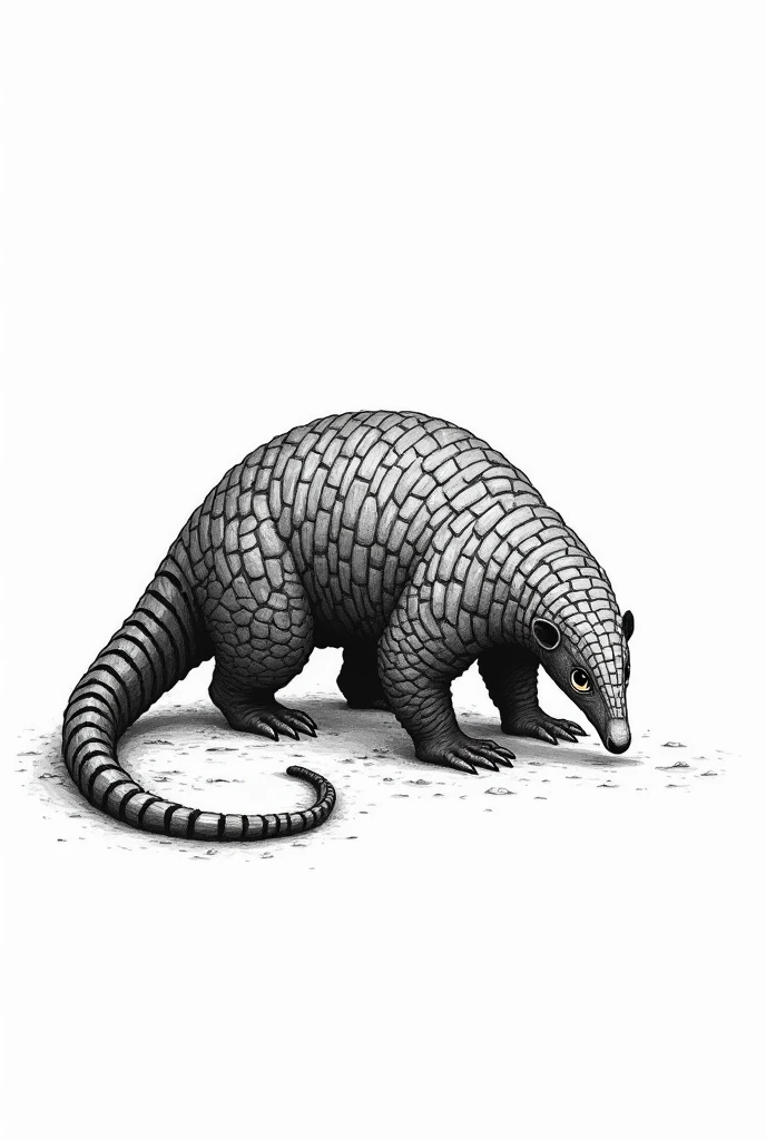 Black and white pangolin,Hand-drawn style,No background
