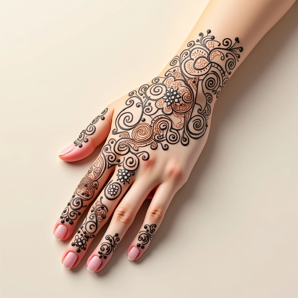 generate more Traditional mehndi design on hand