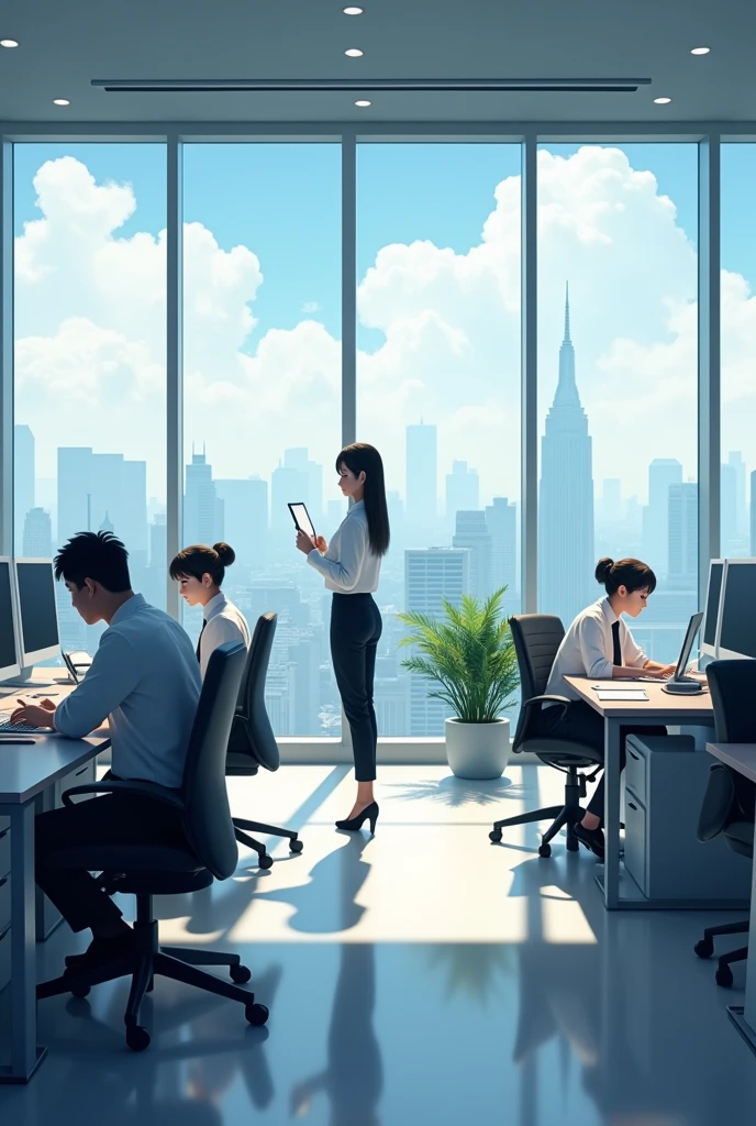 “Create an image in the style of Makoto Shinkai of the company aims to improve customer satisfaction."