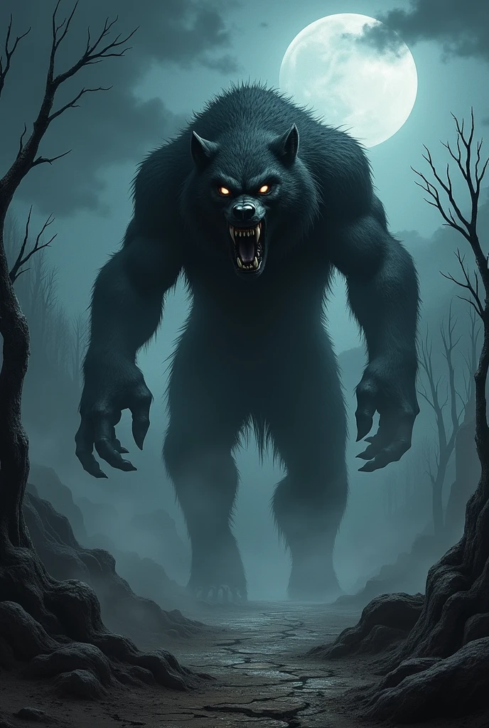The image of the dark werewolf who uses the curse, spreading the territory, the territory of eternal darkness.