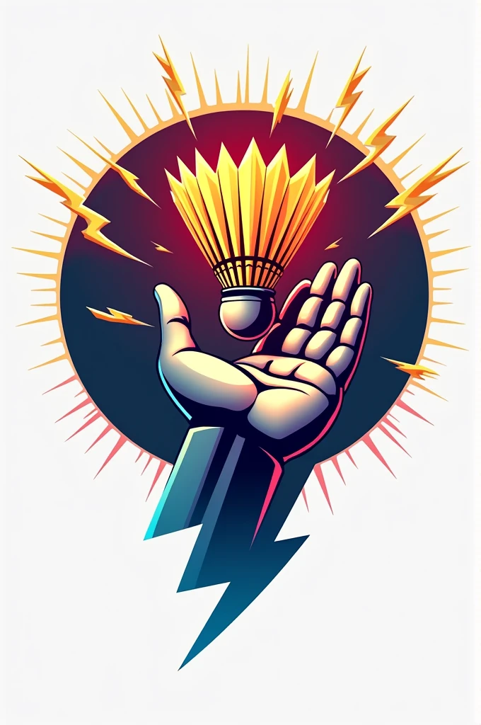 Create a badminton community logo called lightning hand which depicts a shuttlecock 