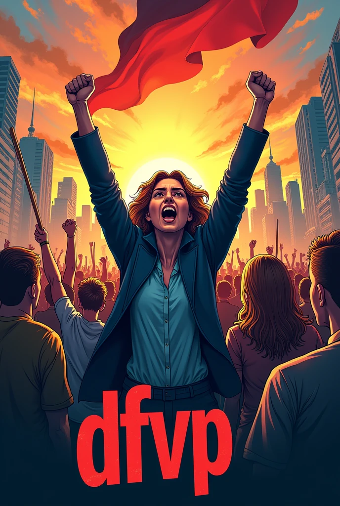 Make me an election poster for democracy and it must be DFD/DFVP Stand up for it and people protest for democracy it must also DFD/DFVP on it in German it should be DFD/DFVP