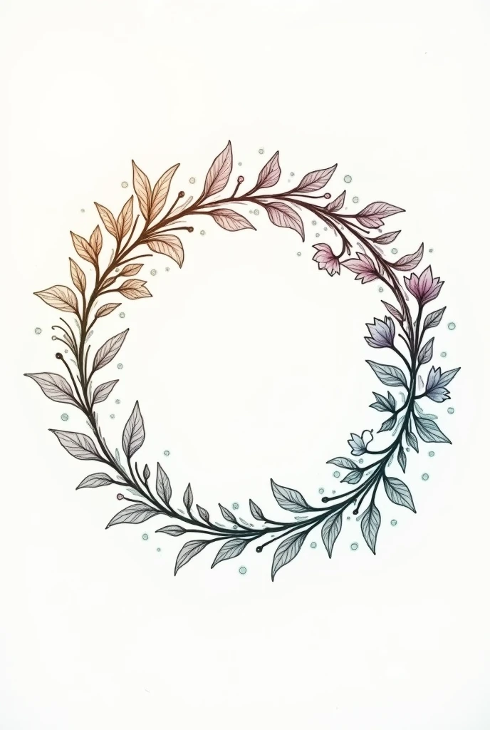 ,Line Art,{Simple style:1.5} ,Ring composition,{The focus of the composition is on the outside of the ring:1.4},{There is a large blank space in the middle of the ring:1.4},The Four Seasons of Heaven,spring, summer, autumn,winter。wreath&four seasons,Withering,Decay&newborn,four seasonsWithering的wreath.