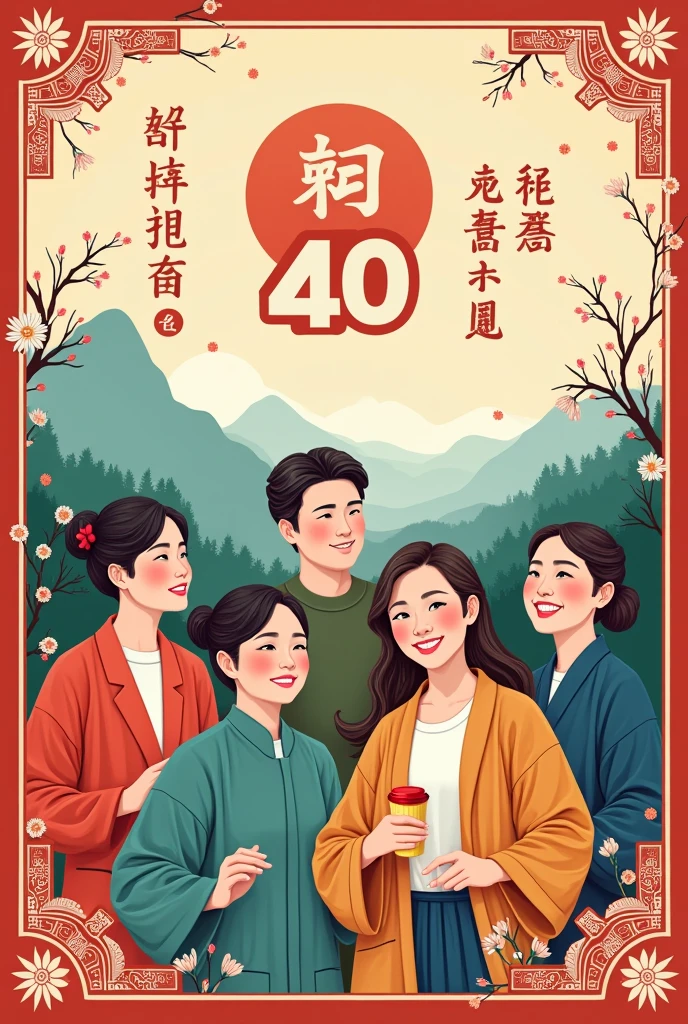 Make a complete,Chinese poster about the 40th Teachers' Day