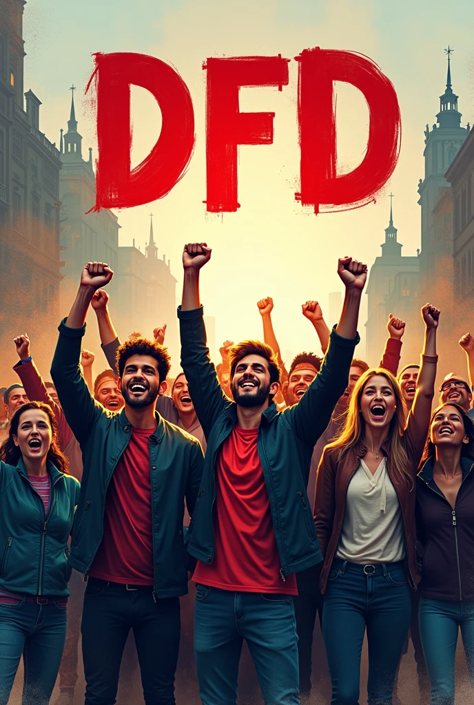 Make me an election poster for democracy and it must be DFD/
Stand on it and people protest for democracy it must also say DFD on it in German it should say DFD