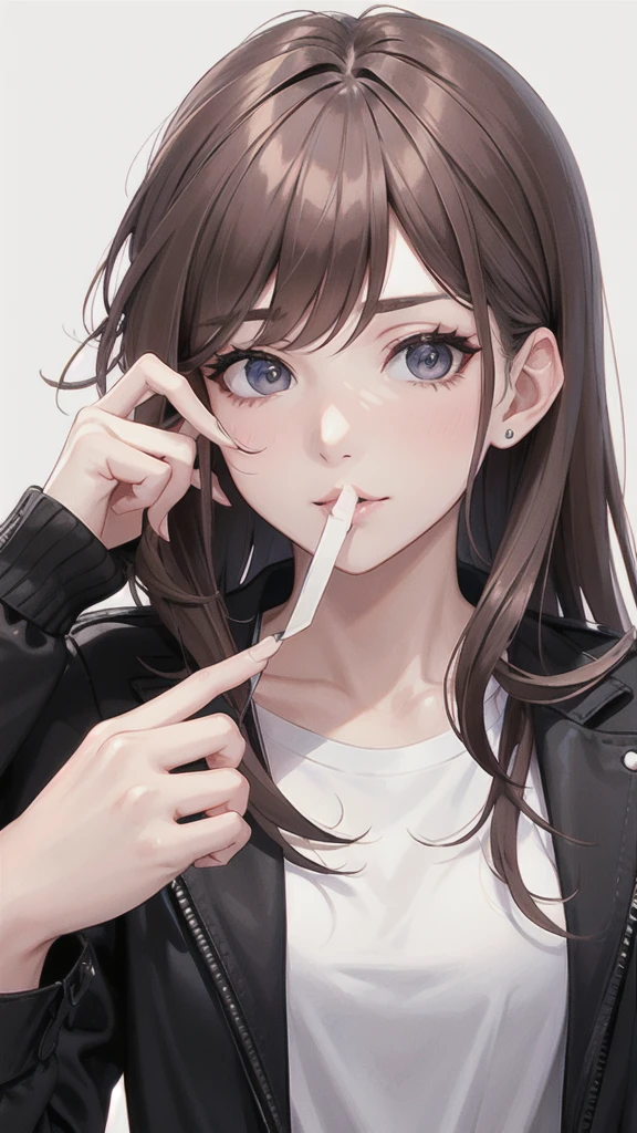 Just a girl picking her nose