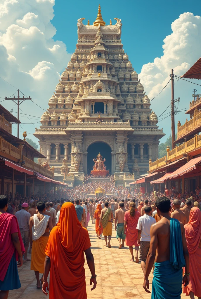 Rameshwarm temple with people