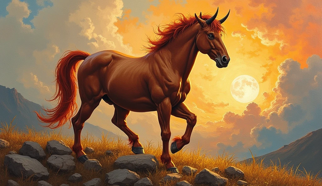 a thick impasto painting of an anime Centaur