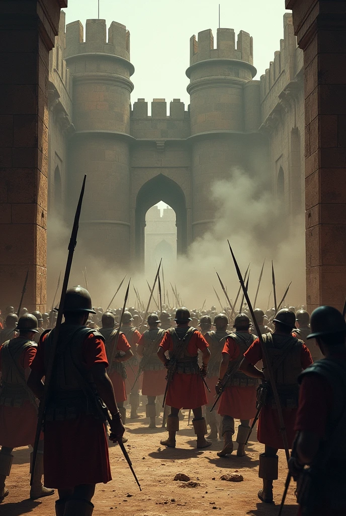 Indian soldiers beating public inside a fort 500 years ago