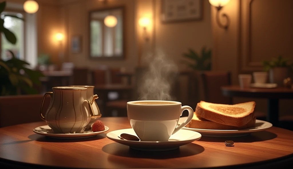 background、1920s、Cafe、Retro、indirect lighting、unmanned、coffee、toast、perfection、