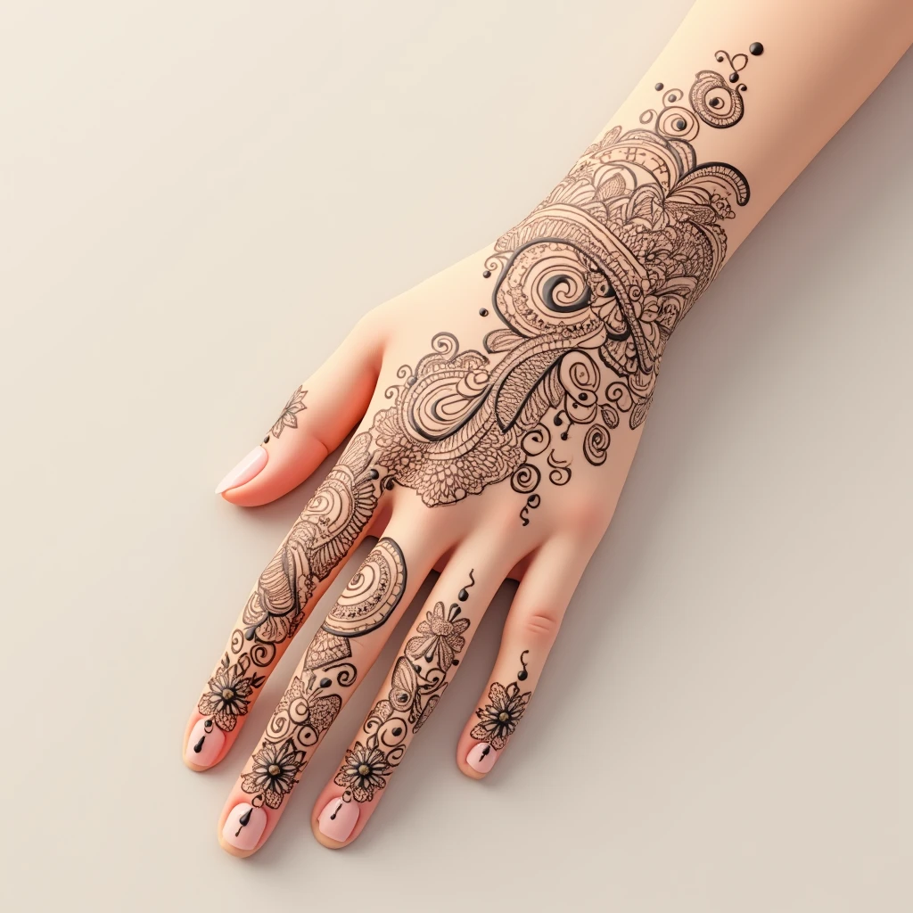 generate more Traditional mehndi design on hand