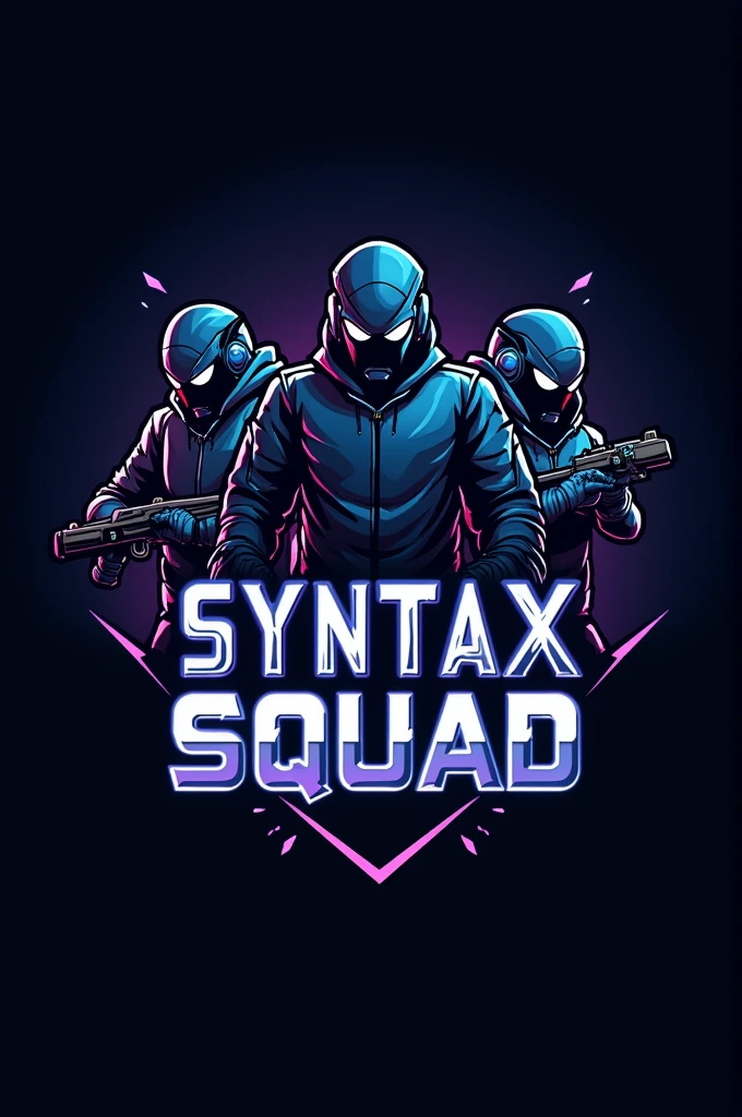 A logo for a programmers team called Syntax Squad. It should be elgant, aggrasive and scifi