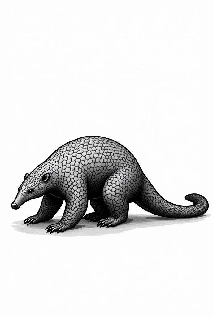 Black and white pangolin，Hand-drawn style，Simplicity，No background，No shadow，A bit more vivid
