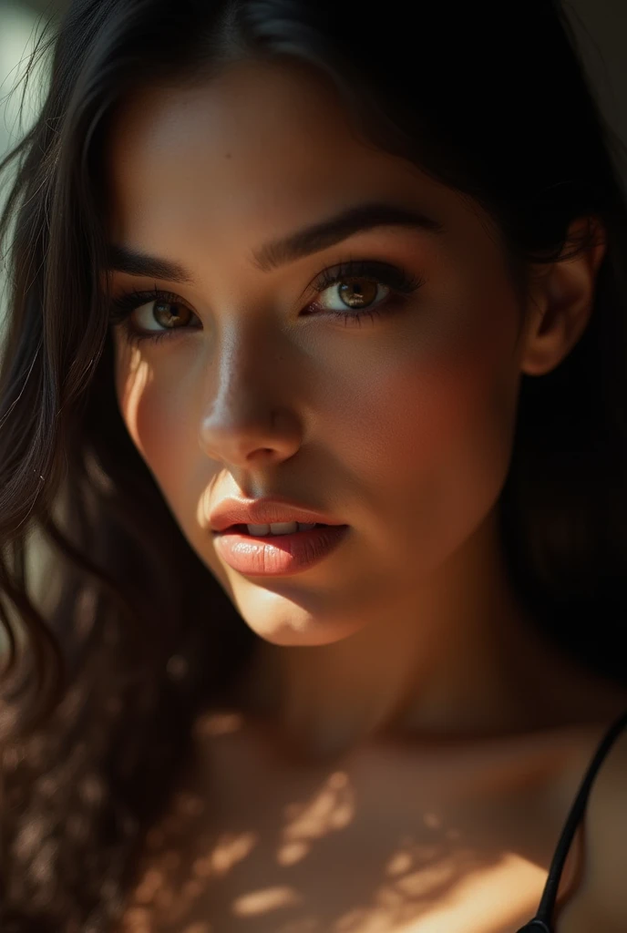 Beautiful woman close-up face with hot expression 
