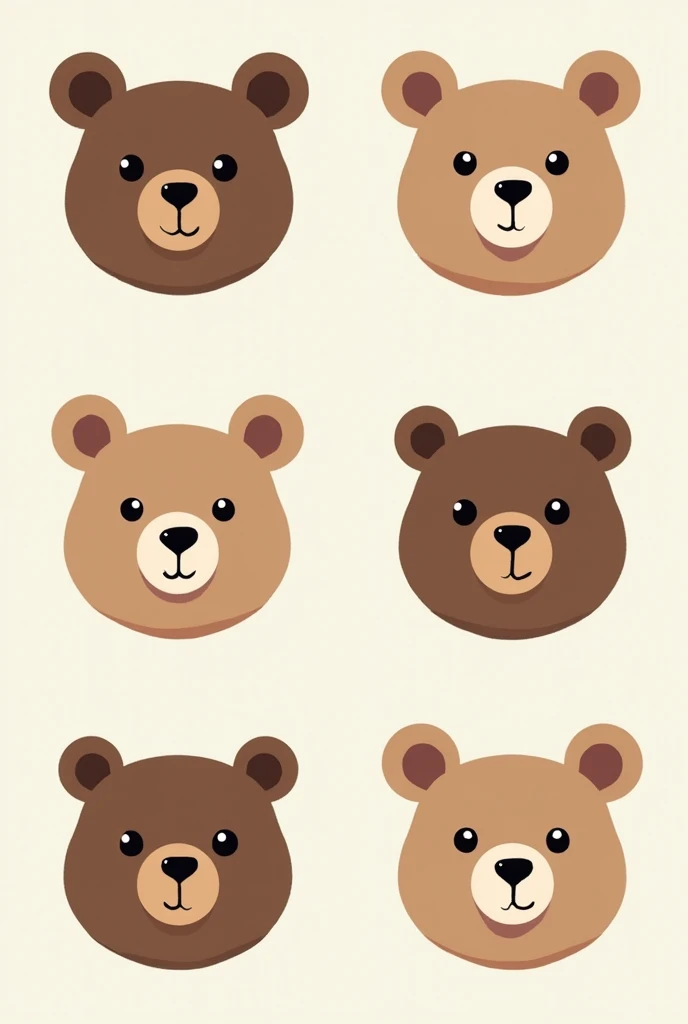 Generate me the faces of some bears that can be used in a logo for a clothing brand, in a 2d design