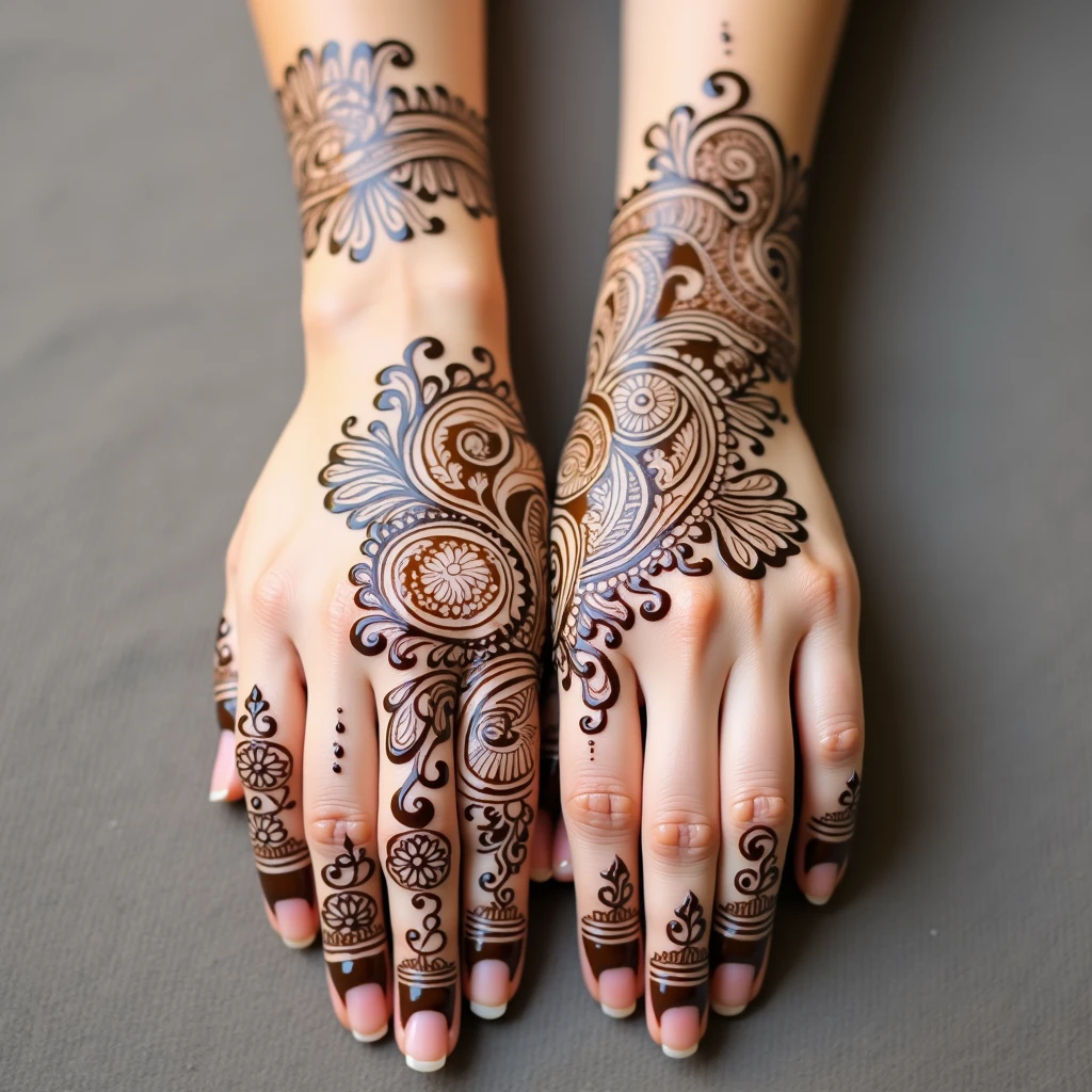 generate more Shadi Special mehndi design on hand