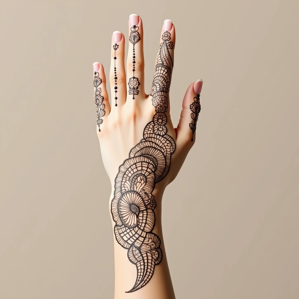generate more Rajasthani mehndi design on hand