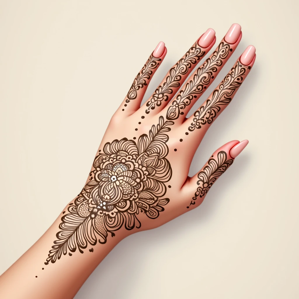 generate more Traditional mehndi design on hand