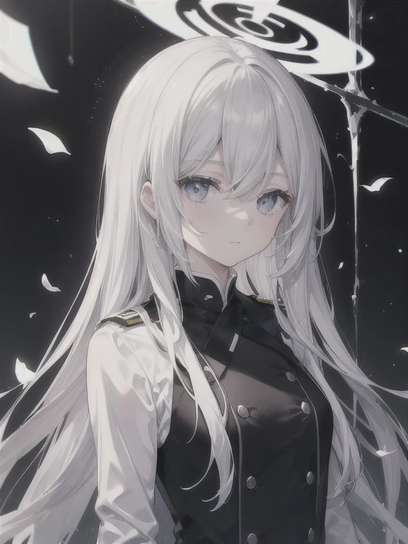 beautiful、ephemeral、Silver Marble Skin、hope、Highest quality、Black and white uniform、clear、student、Bright and dark atmosphere