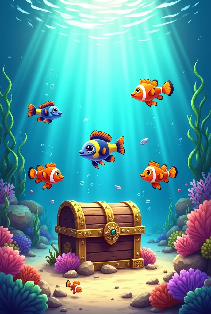 Fishes's treasure 2d cartoon