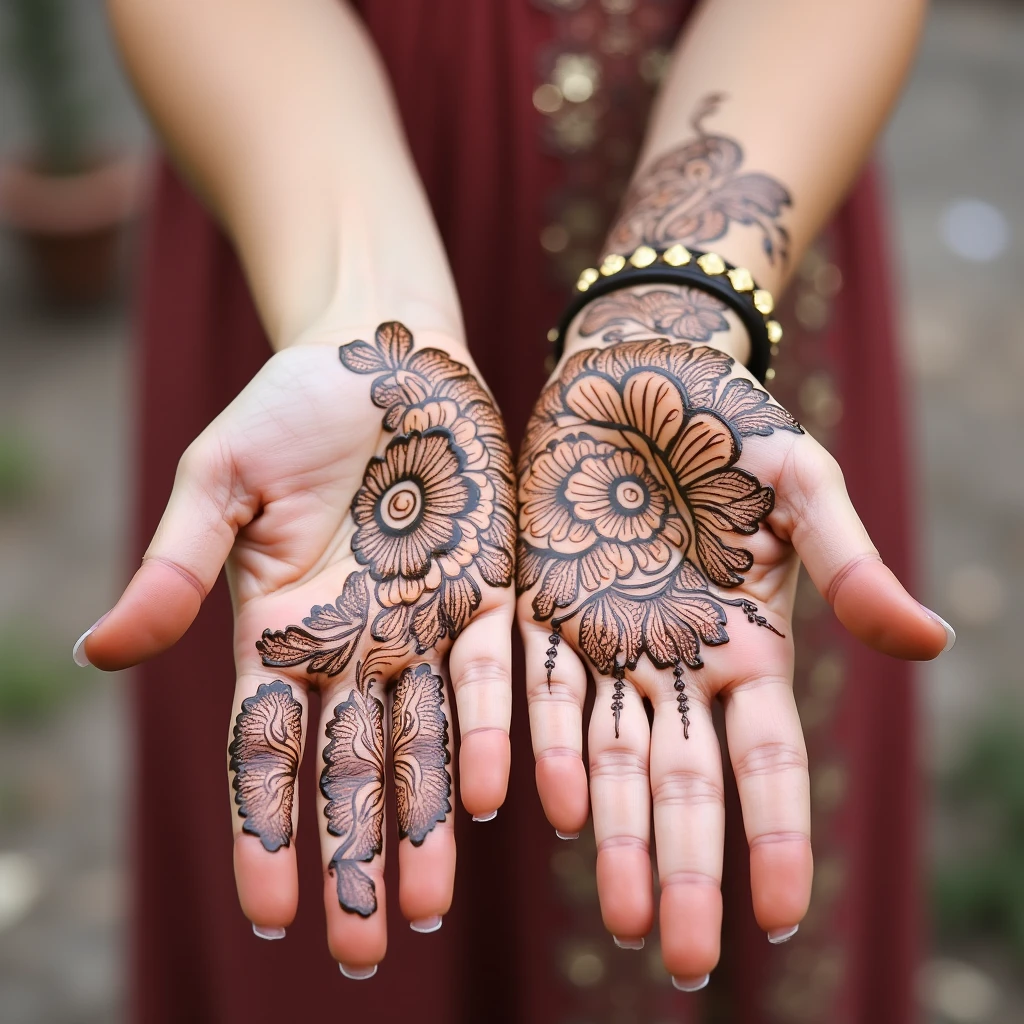 generate more Shadi Special mehndi design on hand