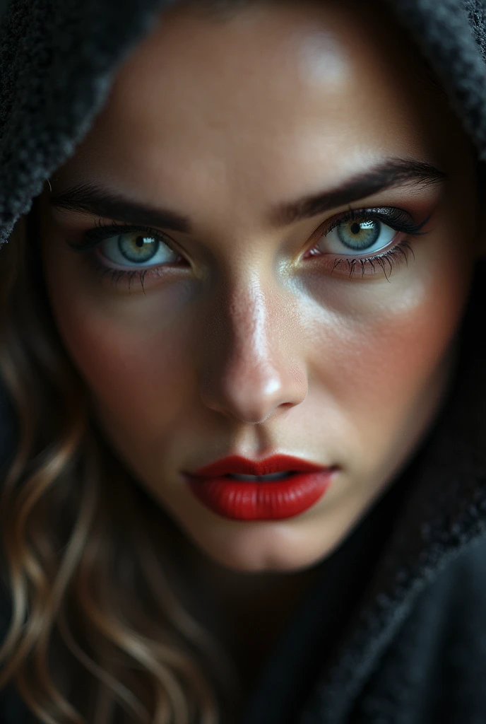 Russian woman with hot close up face expression