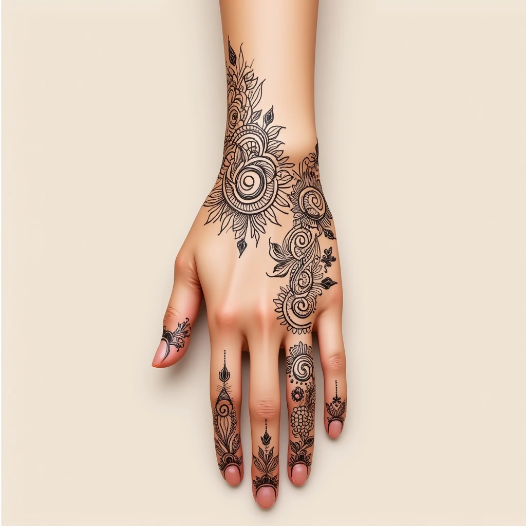 generate more Traditional mehndi design on hand