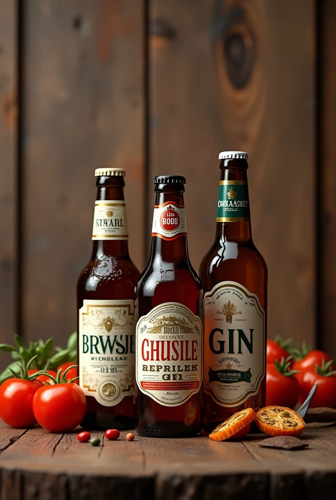 BOTTLES OF BEER AND GIN with a background that says BBQ
