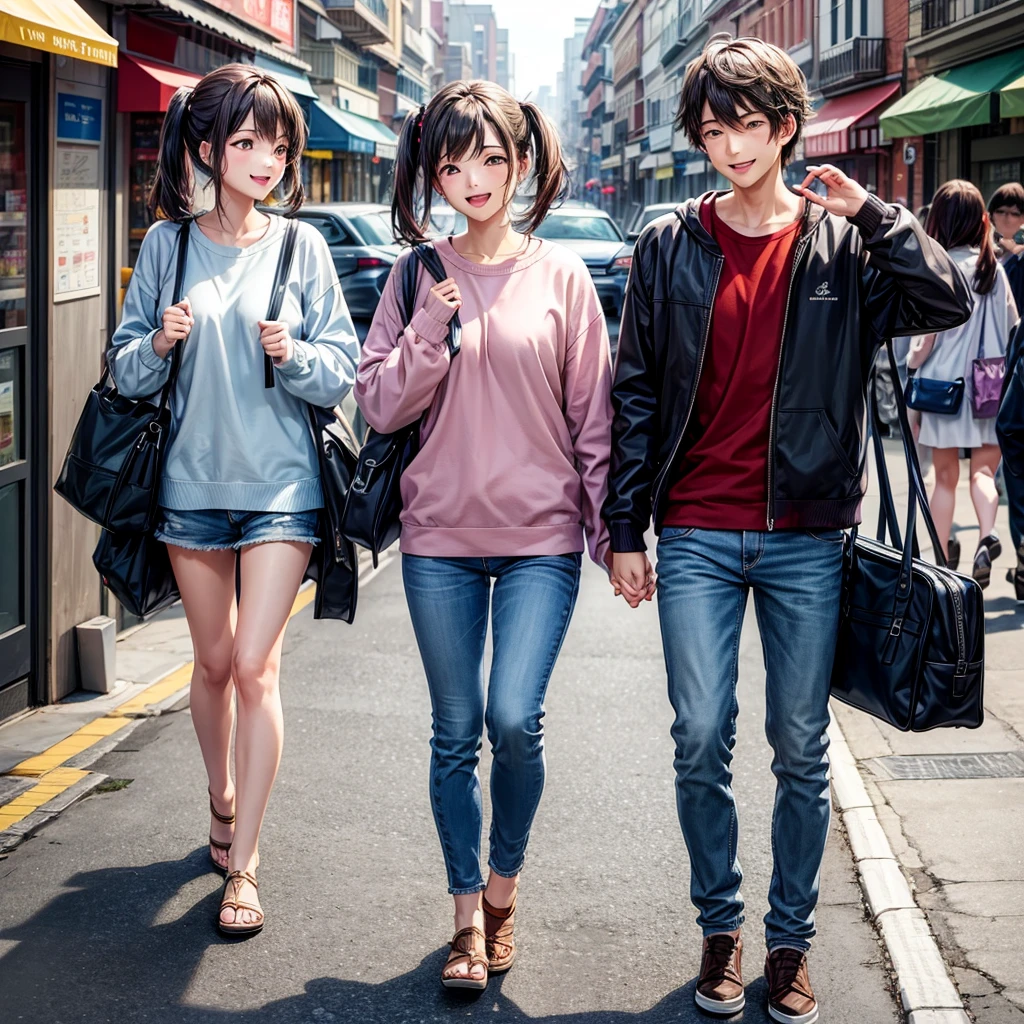 Depiction of a happy couple、Dynamic、Town、casual、daily