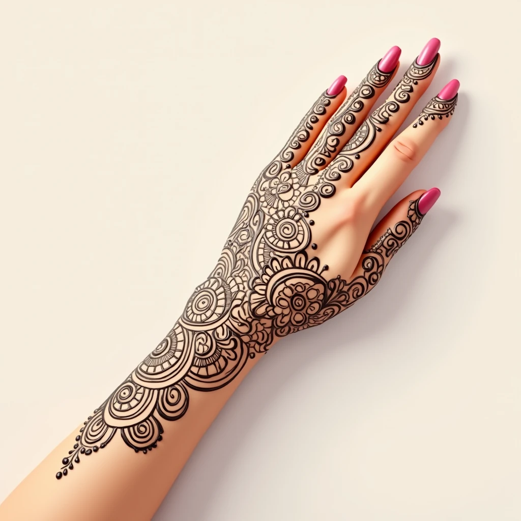 generate more Traditional mehndi design on hand