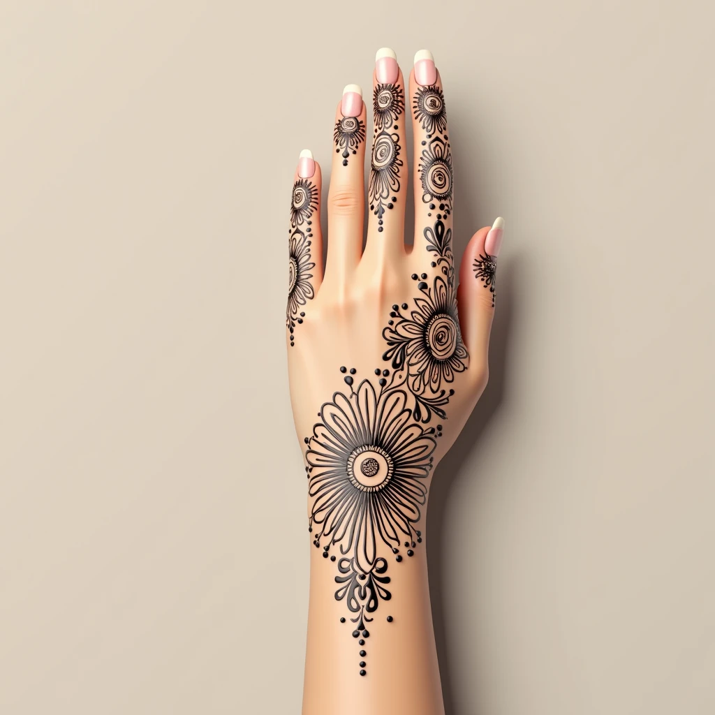 generate more Rajasthani mehndi design on hand