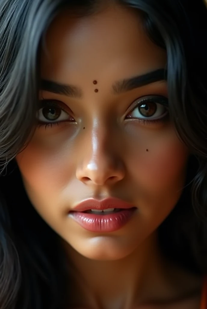 Young indian actress with hot close up face expression