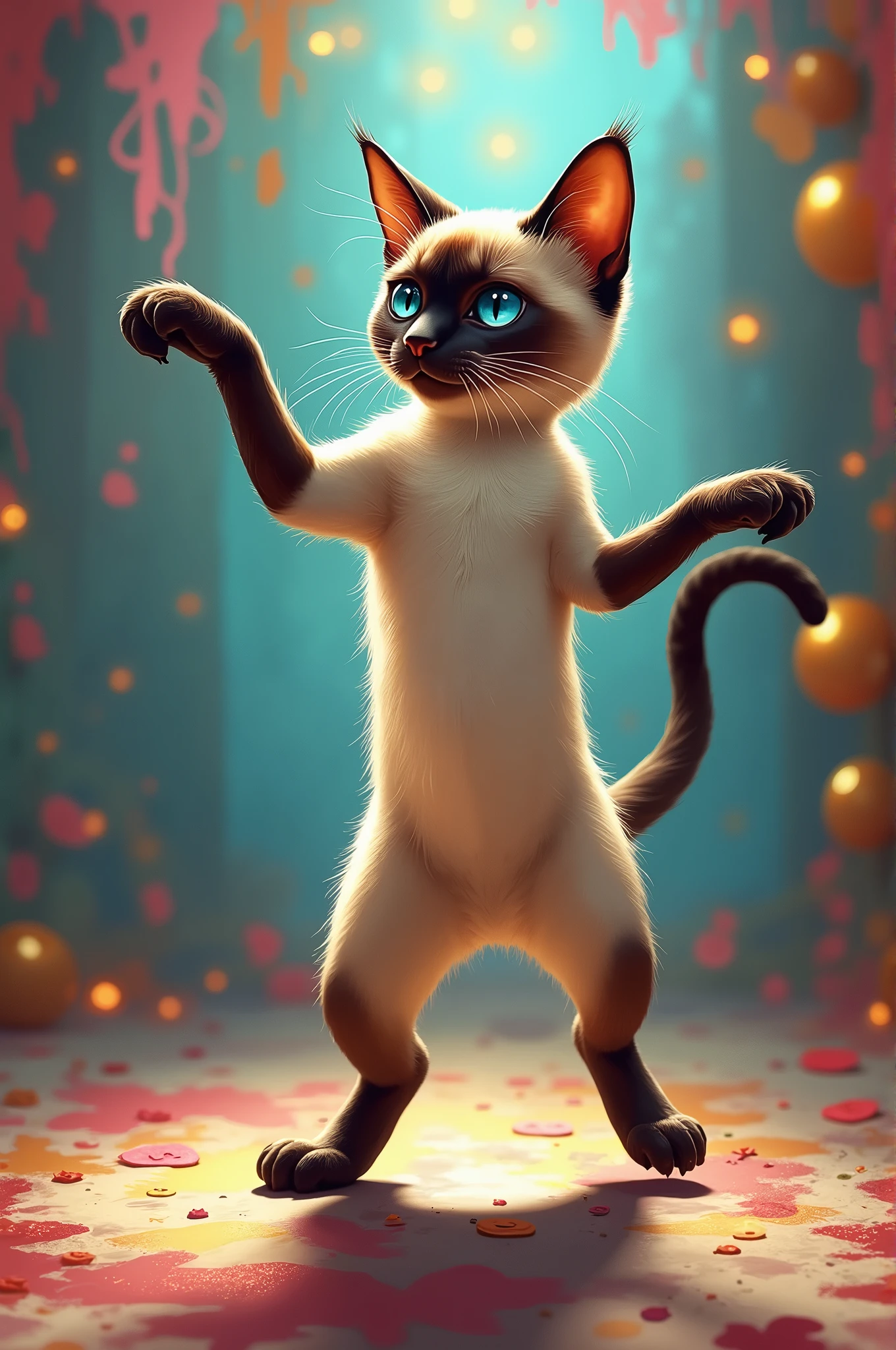 Siamese cat dancing the macarena
