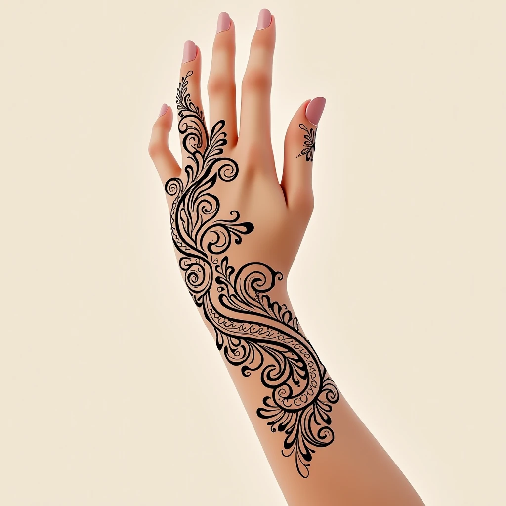 generate more Traditional mehndi design on hand