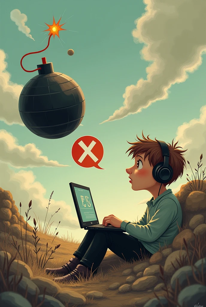 I felt that he was playing "doors" on his laptop and he was called out by himself. The bomb bounced off and he yelled X