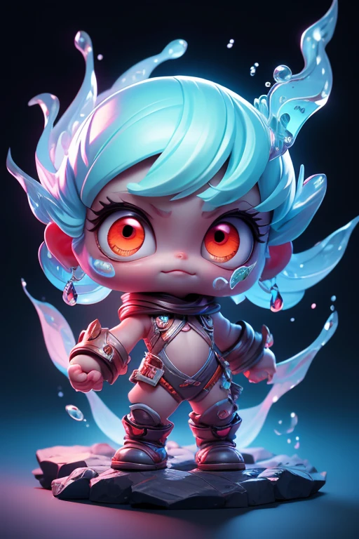 Create a monster image, a small, big-headed, baby monster.. The body is transparent and can be seen through. The image is sharp and detailed., with beautiful colors.. With arms, leg, eyes, mouth, พื้นหลังสีlegว