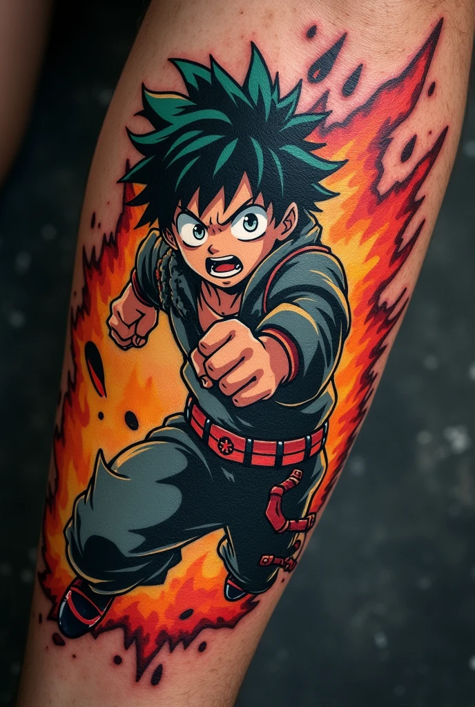 Tattoo of midorya saying smash