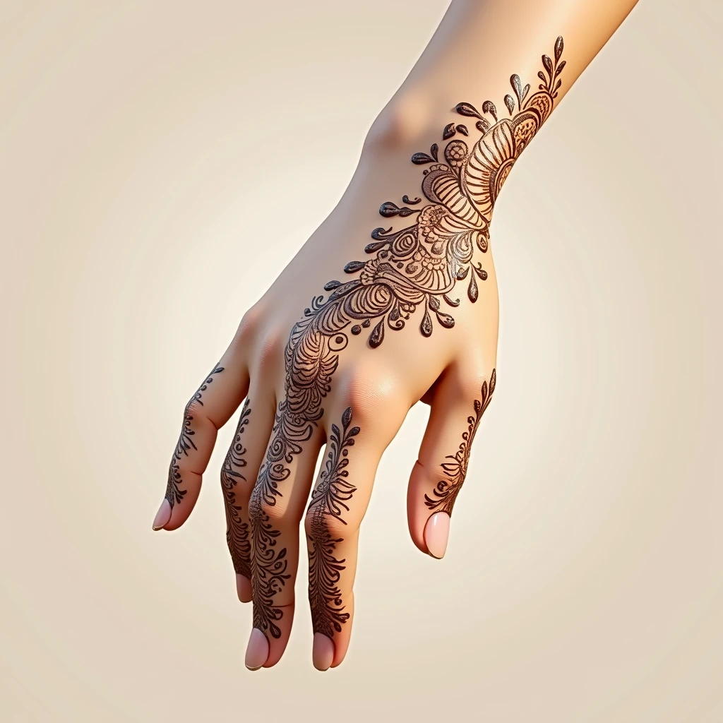 generate more Rajasthani mehndi design on hand