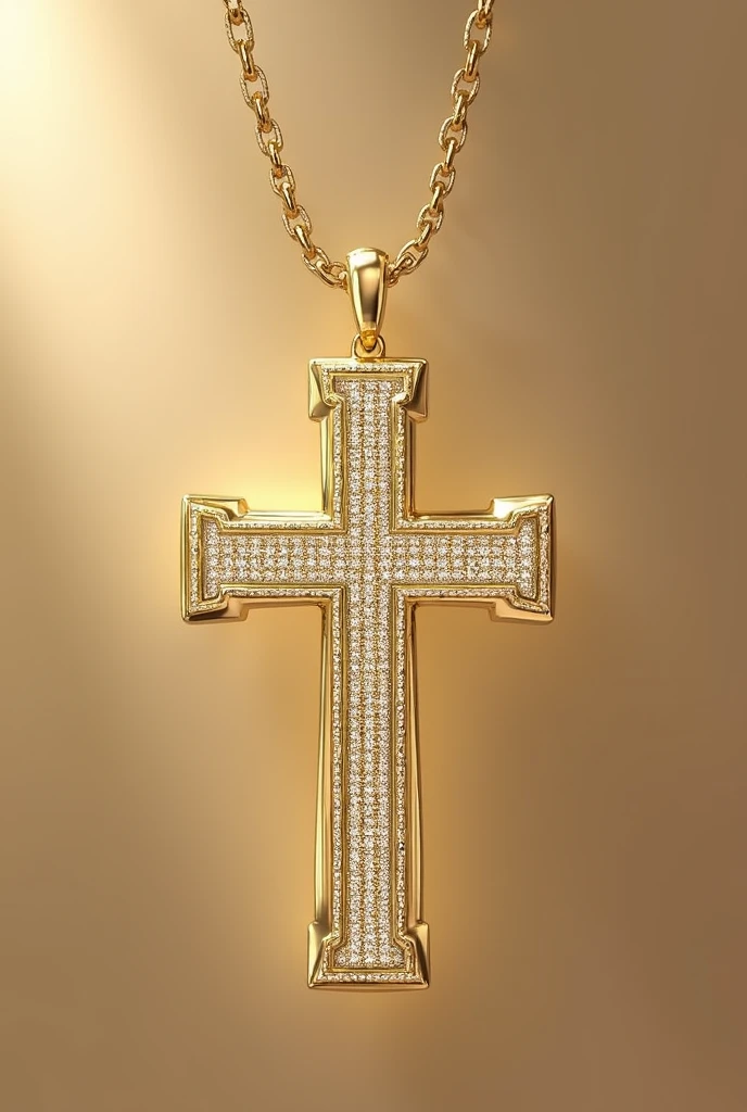 A gold cross pendant with 1mm diamonds
