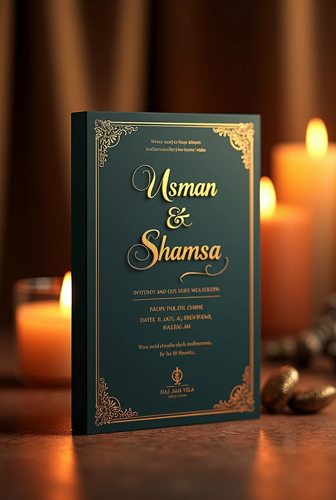 Create an image of invitation card for dinner
Details
Usman & Shamsa
Date: 31 08 2024... Timing : Dinner
Venue Haji Saeed veela..... Venue Haji Saeed veela