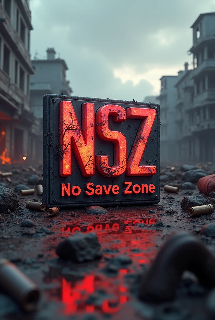 Creat a 3D gaming logo that has the name NSZ no save zone gaming, make the background look pubg theme